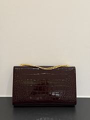 Colestore YSL Saint Laurent Small Kate Shoulder Bag in crocodile-embossed patent leather in Brown 24x14.5x5cm - 4