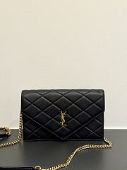 Colestore YSL  Saint Laurent PARIS chain wallet in GRAIN DE POUDRE leather in BLACK 20x13x5cm - 1