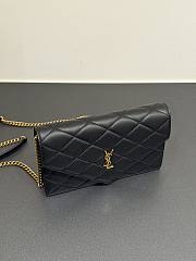 Colestore YSL  Saint Laurent PARIS chain wallet in GRAIN DE POUDRE leather in BLACK 20x13x5cm - 3