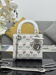 Colestore Dior Dioramour Mini Lady Dior Bag with Chain White Cannage Lambskin Embroidered with Multicolor Doves & Roses Motif  18 x 15 x 7 cm - 1