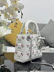 Colestore Dior Dioramour Mini Lady Dior Bag with Chain White Cannage Lambskin Embroidered with Multicolor Doves & Roses Motif  18 x 15 x 7 cm - 4