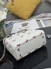 Colestore Dior Dioramour Mini Lady Dior Bag with Chain White Cannage Lambskin Embroidered with Multicolor Doves & Roses Motif  18 x 15 x 7 cm - 2