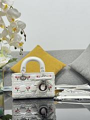 Colestore Dior Dioramour Lady D-Joy Micro Bag White Cannage Lambskin Embroidered with Multicolor Doves & Roses Motif  16 x 9 x 5 cm - 1
