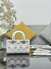 Colestore Dior Dioramour Lady D-Joy Micro Bag White Cannage Lambskin Embroidered with Multicolor Doves & Roses Motif  16 x 9 x 5 cm - 4