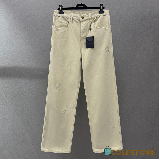 Colestore Louis Vuitton Embroidered Signature Skate Pants Ivory - 1