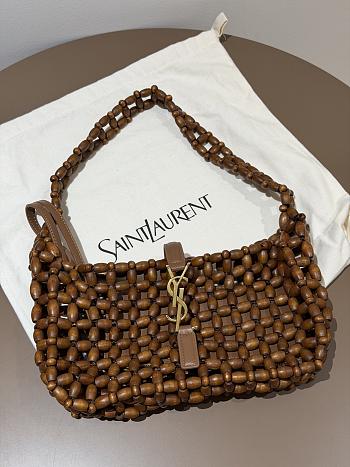 Colestore YSL Saint Laurent LE 5 À 7 in wood beads Brown 21-28×15×6cm