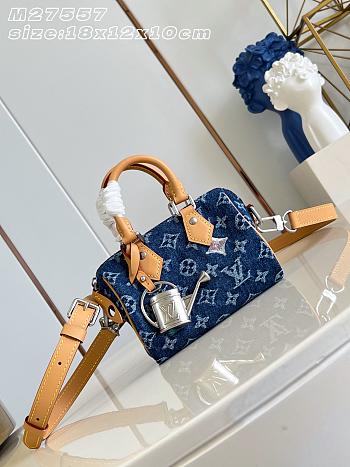 Colestore Louis Vuitton Speedy 18 Bandoulière Blue Monogram Flowers Denim 18 x 12 x 10 cm