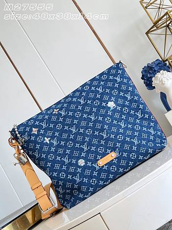 Colestore Louis Vuitton Vagabond Hobo Blue Monogram Flowers Denim 48 x 38 x 14 cm