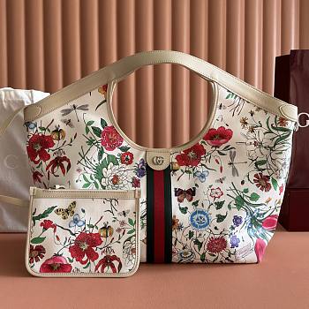 Colestore Gucci Giglio Flora large tote bag white and multicolor Flora net 40(54)x46x16cm 