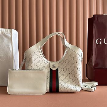 Colestore Gucci Giglio small tote bag white GG leather 25x20x15cm