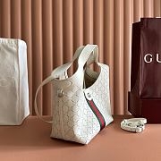 Colestore Gucci Giglio small tote bag white GG leather 25x20x15cm - 6