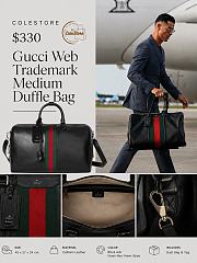 Colestore Gucci Web Trademark medium duffle bag Black leather 45x29x25cm - 1