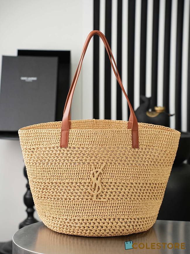 Colestore YSL Saint Laurent PANIER Medium in raffia Natural 29-52x29x29cm - 1