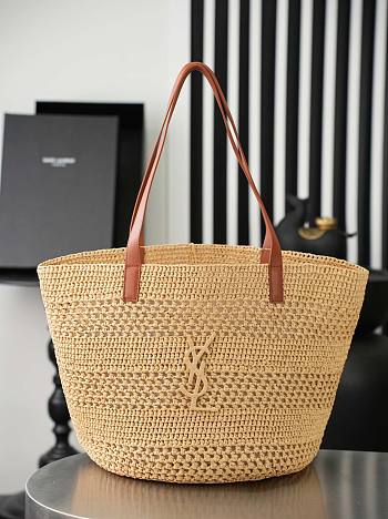 Colestore YSL Saint Laurent PANIER Medium in raffia Natural 29-52x29x29cm