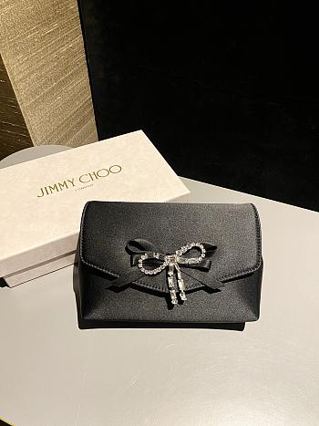 Colestore Jimmy Choo Soft Bow Mini Bag Black Satin Mini Bag with Crystal Bow black/silver 19x12x7cm