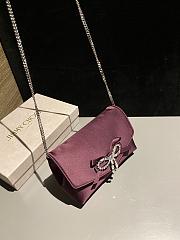 Colestore Jimmy Choo Soft Bow Mini Bag Black Satin Mini Bag with Crystal Bow ruby red/silver 19x12x7cm - 5