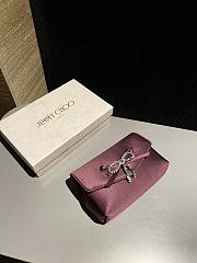 Colestore Jimmy Choo Soft Bow Mini Bag Black Satin Mini Bag with Crystal Bow ruby red/silver 19x12x7cm - 4