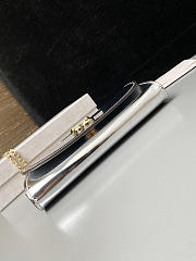 Colestore Jimmy Choo Curve Wallet With Chain Silver Metallic Leather Wallet with Chain 19x10.5x4cm - 6