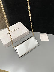 Colestore Jimmy Choo Curve Wallet With Chain Silver Metallic Leather Wallet with Chain 19x10.5x4cm - 3