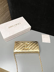 Colestore Jimmy Choo Curve Wallet With Chain Shiny Gold Quilted Metallic Leather Clutch gold / shiny gold 19x10.5x4cm - 5