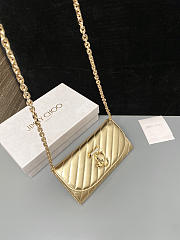 Colestore Jimmy Choo Curve Wallet With Chain Shiny Gold Quilted Metallic Leather Clutch gold / shiny gold 19x10.5x4cm - 4