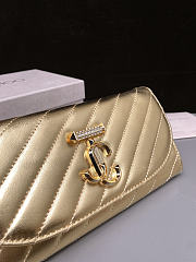 Colestore Jimmy Choo Curve Wallet With Chain Shiny Gold Quilted Metallic Leather Clutch gold / shiny gold 19x10.5x4cm - 2
