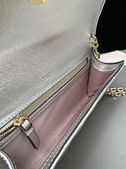 Colestore Jimmy Choo Curve Wallet With Chain Silver Quilted Metallic Nappa Leather Wallet with Chain 19x10.5x4cm - 3