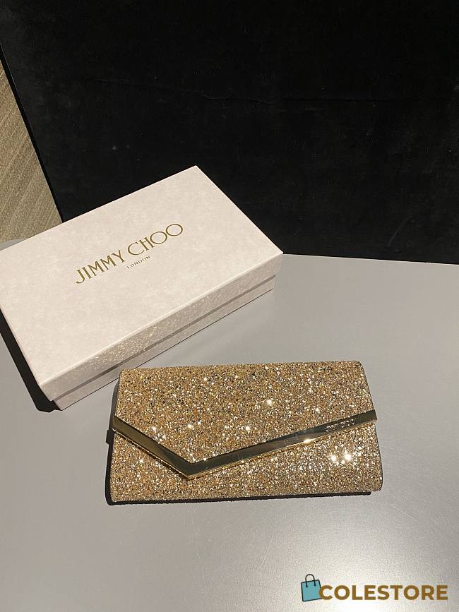 Colestore Emmie Gold Candyfloss Glitter Web Clutch Bag 22x12x3cm - 1