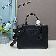 Colestore Prada Triangle Logo Black Leather Tote 33x25x11cm - 1