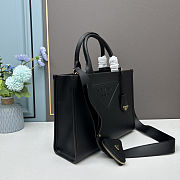 Colestore Prada Triangle Logo Black Leather Tote 33x25x11cm - 4
