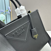 Colestore Prada Triangle Logo Black Leather Tote 33x25x11cm - 3