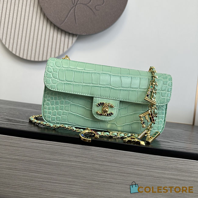Colestore Chanel Métiers d'Art 2026 Flap bag & Gold-Tone Metal Green Croc Embossed  12x22x4cm - 1