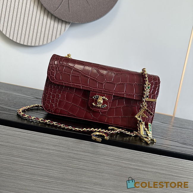 Colestore Chanel Métiers d'Art 2026 Flap bag & Gold-Tone Metal Burgundy Croc Embossed  12x22x4cm - 1