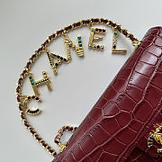 Colestore Chanel Métiers d'Art 2026 Flap bag & Gold-Tone Metal Burgundy Croc Embossed  12x22x4cm - 5