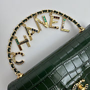 Colestore Chanel Métiers d'Art 2026 Flap bag & Gold-Tone Metal Dark Green  Croc Embossed  12x22x4cm - 2
