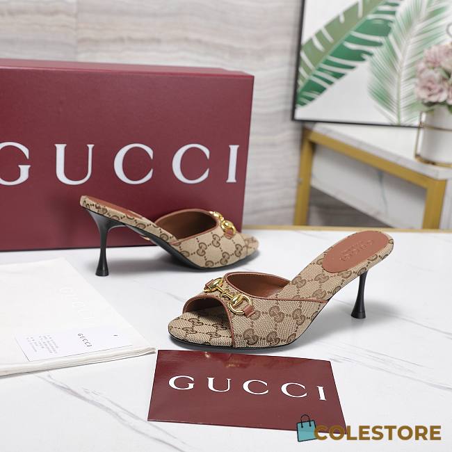 Colestore Gucci Horsebit GG Canvas Mules Beige and dark brown GG canvas - 1