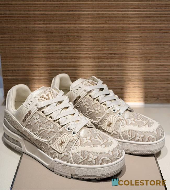 Colestore Louis Vuitton LV Trainer Sneaker Beige Monogram jacquard - 1
