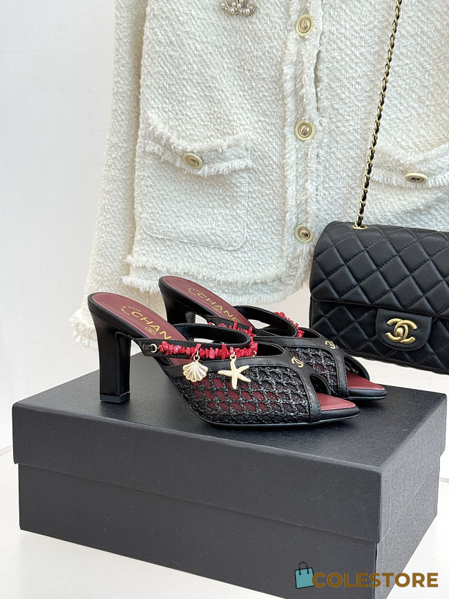 Colestore Chanel Coco Beach 2026 collection   Mules   Mesh, Cotton, Lambskin, Resin & Metal  Black - 1