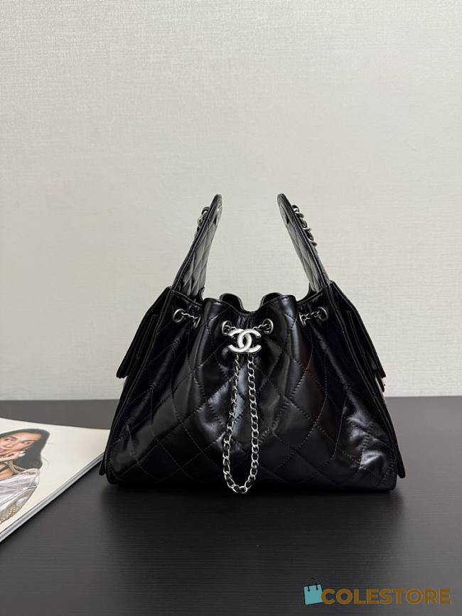 Colestore Chanel 25 Small Handbag   Calfskin & Silver-Tone Metal  Black  30 x 26 x 14cm - 1