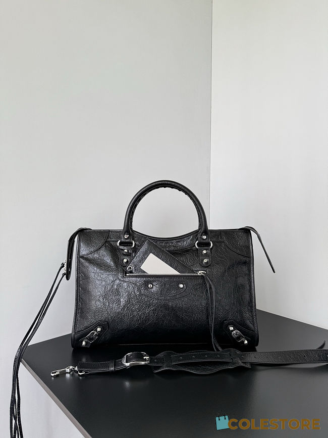 Colestore Balenciaga Le City Bag Medium in black Arena lambskin, shiny silver hardware 38.5x24x15 cm - 1