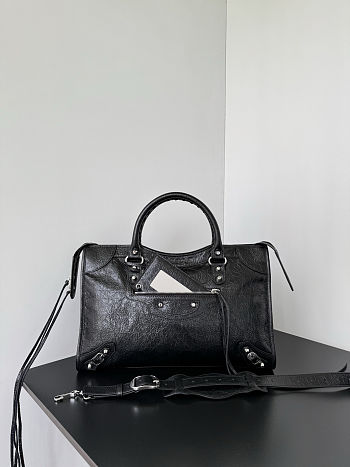 Colestore Balenciaga Le City Bag Medium in black Arena lambskin, shiny silver hardware 38.5x24x15 cm