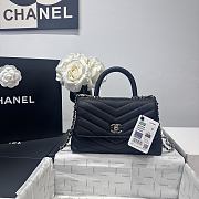 Colestore Chanel Black Chevron Quilted Caviar Leather Mini Coco Handle Black 23cm - 1