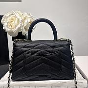 Colestore Chanel Black Chevron Quilted Caviar Leather Mini Coco Handle Black 23cm - 3