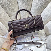 Colestore Chanel Maxi Flap Bag with Top Handle   Goatskin & Gold-Tone Metal  Dark Brown  12.5 x 31 x 7cm - 3
