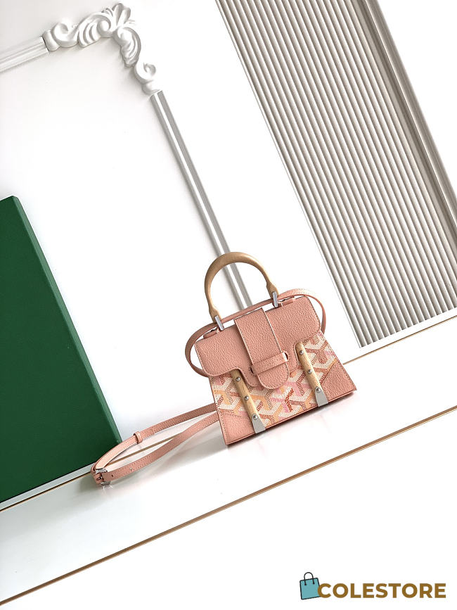 Colestore Goyard Goyardine Canvas Cream Pink Saigon Structure Nano Palladium Hardware 14.5x7x11.5cm - 1