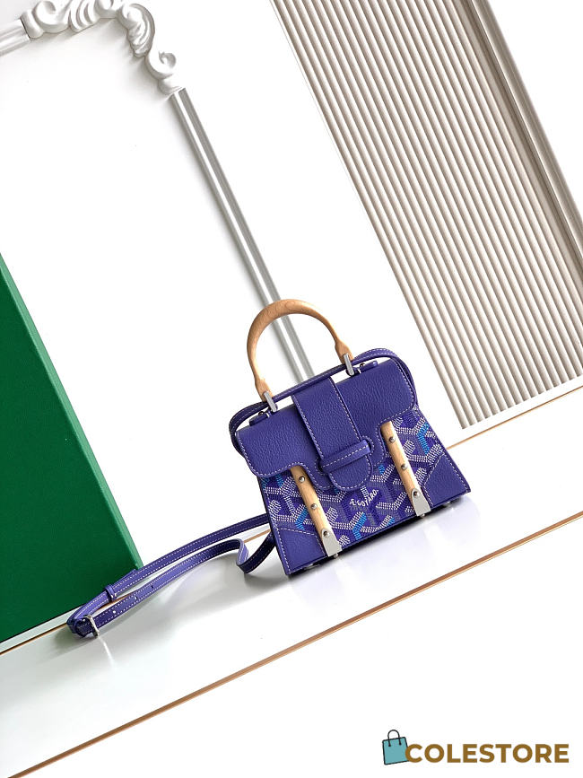 Colestore Goyard Goyardine Canvas Blueberry Purple Saigon Structure Nano Palladium Hardware 14.5x7x11.5cm - 1