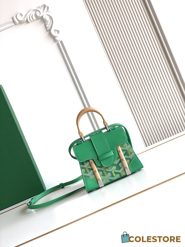 Colestore Goyard Goyardine Canvas Green Saigon Structure Nano Palladium Hardware 14.5x7x11.5cm - 1