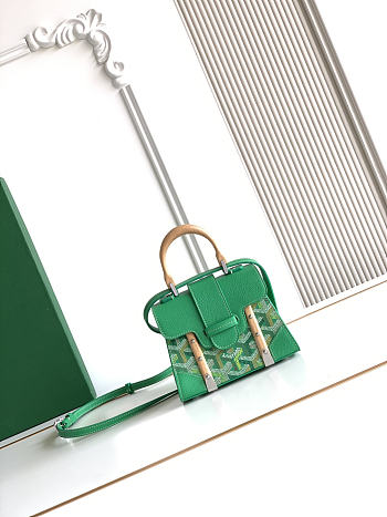 Colestore Goyard Goyardine Canvas Green Saigon Structure Nano Palladium Hardware 14.5x7x11.5cm