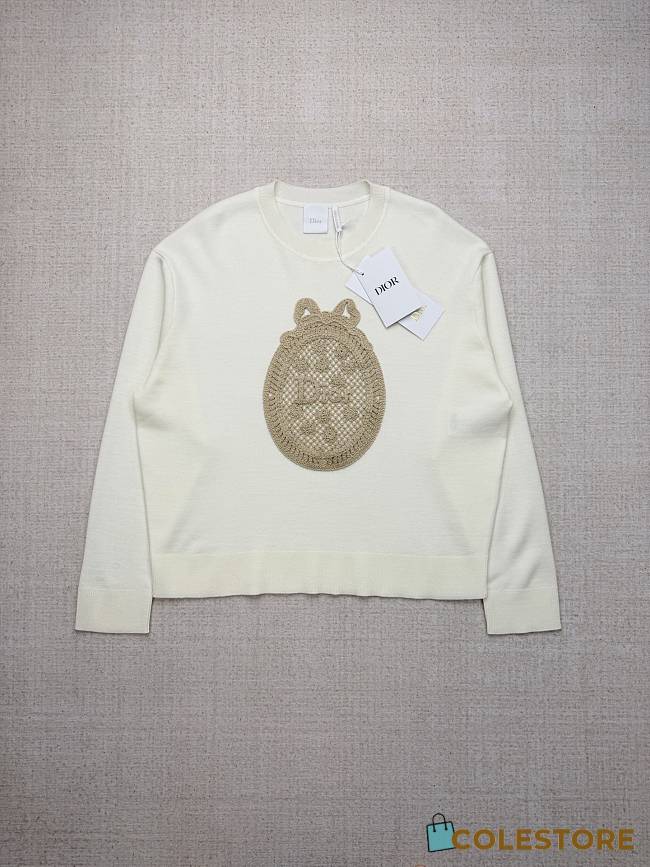 Colestore Dior Dioriviera Dior Médaillon Sweater Ecru Virgin Wool-Blend Knit  - 1