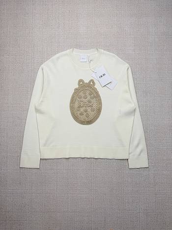 Colestore Dior Dioriviera Dior Médaillon Sweater Ecru Virgin Wool-Blend Knit 